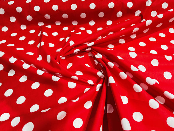 58/60" Wide Poly Cotton Polka Dot Fabric Sold by The Yard