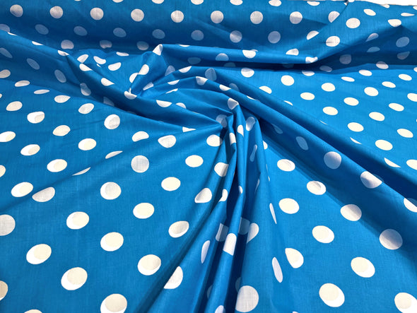 58/60" Wide Poly Cotton Polka Dot Fabric Sold by The Yard