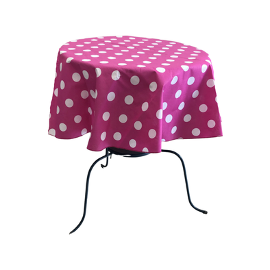 White Dot on Fuchsia Round Polka Dot Poly Cotton Tablecloth ( Choose Size Below )