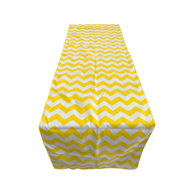 Yellow Chevron Print Poly Cotton Table Runner. ( Choose Size Below )