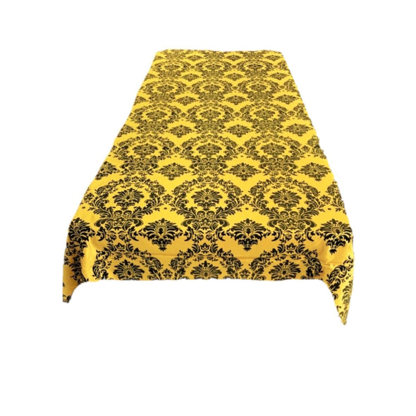 Yellow Rectangular Tablecloth - Decorative Damask Polyester Taffeta Tablecloth.