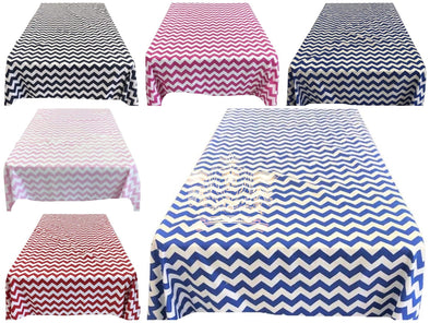 Backdrop King Inc, 58"Wide x 102"Long 1" Chevron Print Poly Cotton Rectangular Tablecloth