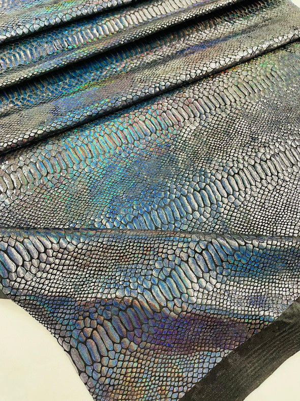 Iridescent Illusion foil Snake design on a stretch velvet fabric- Sold by the yard
