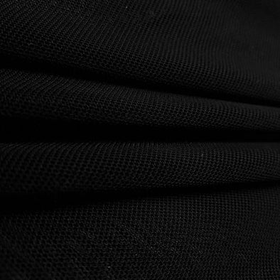 Black 58/60" Wide Solid Stretch Power Mesh Fabric Nylon Spandex Sold By The Yard.
