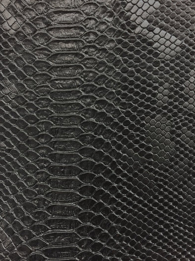 Black Faux Viper Snake Skin Vinyl-faux Leather-3D Scales-sold By The Yard