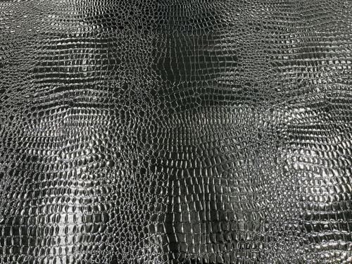 Black Faux Crocodile Vinyl Embossed 3D Scales-Faux Leather-Sold By Yard