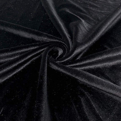 Black Spandex Velvet Fabric 60" Wide 90% Polyester/10% Stretch Velvet Fabric By The Yard