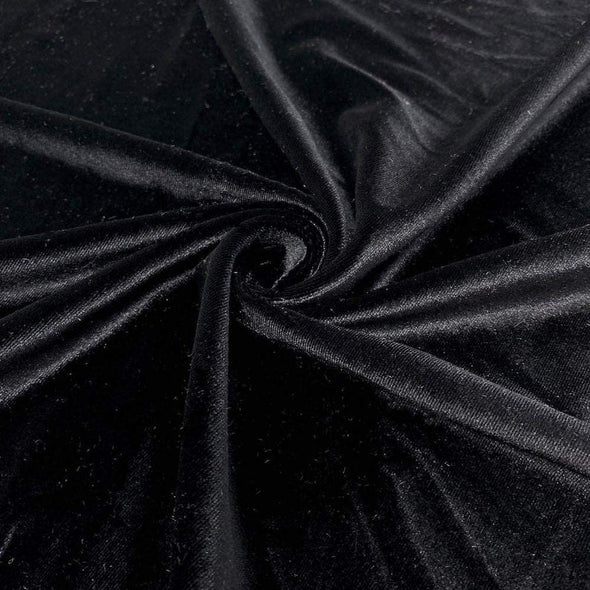 Black Spandex Velvet Fabric 60" Wide 90% Polyester/10% Stretch Velvet Fabric By The Yard