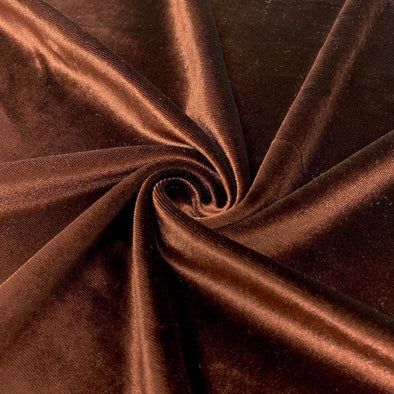 Brown Spandex Velvet Fabric 60" Wide 90% Polyester/10% Stretch Velvet Fabric By The Yard