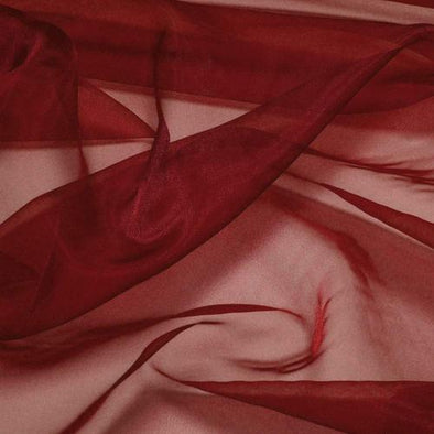 Burgundy 60"Wide 100% Polyester Soft Light Weight, Sheer Crystal Organza Fabric Sold By The Yard