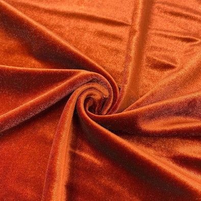 Burnt Orange Spandex Velvet Fabric 60" Wide 90% Polyester/10% Stretch Velvet Fabric By The Yard