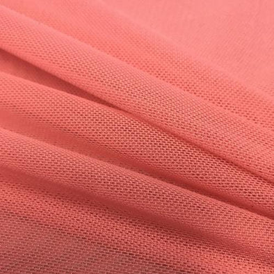 Coral 58/60" Wide Solid Stretch Power Mesh Fabric Nylon Spandex Sold By The Yard.
