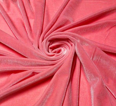 Coral Spandex Velvet Fabric 60" Wide 90% Polyester/10% Stretch Velvet Fabric By The Yard