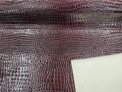 DK Burgundy Faux Crocodile Vinyl Embossed 3D Scales-Faux Leather-Sold By Yard