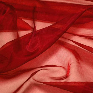 DK Red 60"Wide 100% Polyester Soft Light Weight, Sheer Crystal Organza Fabric Sold By The Yard