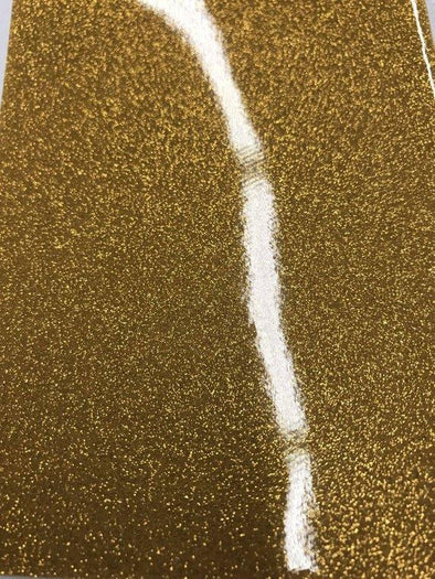 Gold 53/54" Wide Shiny Sparkle Glitter Vinyl, Faux Leather PVC-Upholstery By The Yard