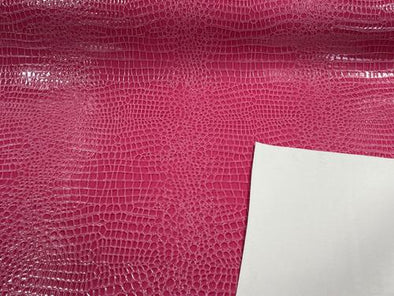 Hot Pink Faux Crocodile Vinyl Embossed 3D Scales-Faux Leather-Sold By Yard