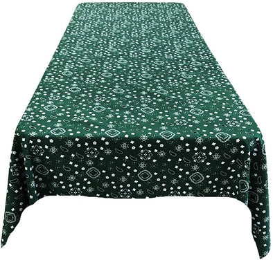 Backdrop King Inc, Hunter Green Bandanna Print Poly Cotton Rectangular Tablecloth