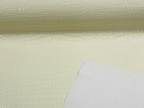 Ivory Faux Crocodile Vinyl Embossed 3D Scales-Faux Leather-Sold By Yard