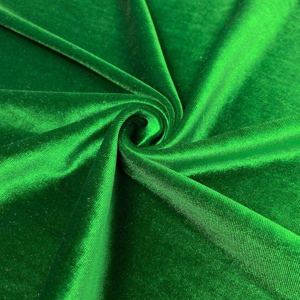 Kelly Green Spandex Velvet Fabric 60" Wide 90% Polyester/10% Stretch Velvet Fabric By The Yard