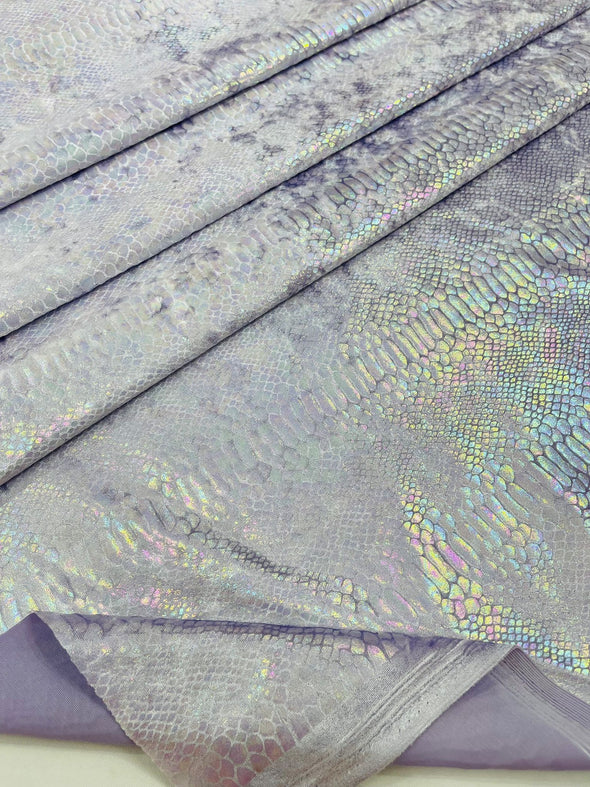 Iridescent Illusion foil Snake design on a stretch velvet fabric- Sold by the yard