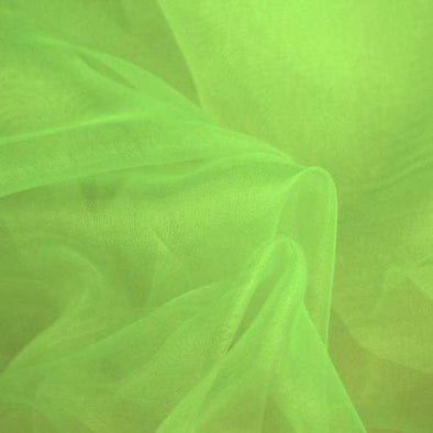 Lime Green 60"Wide 100% Polyester Soft Light Weight, Sheer Crystal Organza Fabric Sold By The Yard