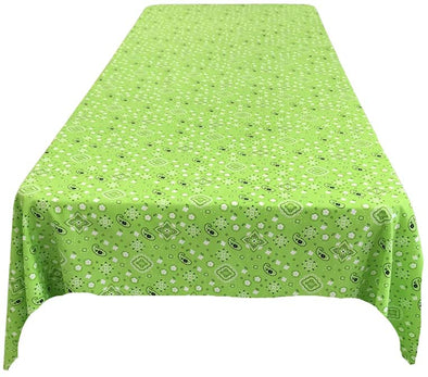 Backdrop King Inc, Lime Green Bandanna Print Poly Cotton Rectangular Tablecloth