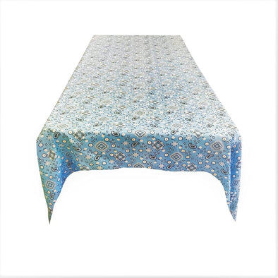 Backdrop King Inc, Lt Blue Bandanna Print Poly Cotton Rectangular Tablecloth