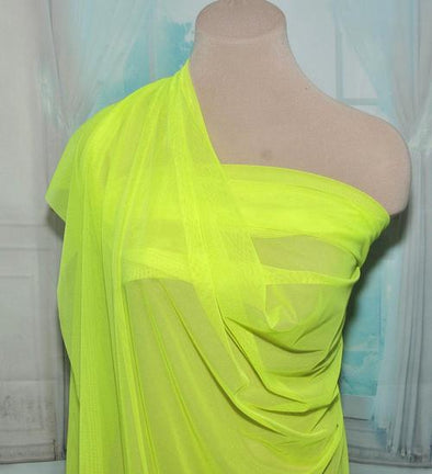 Neon Yellow 58/60" Wide Solid Stretch Power Mesh Fabric Nylon Spandex Sold By The Yard.