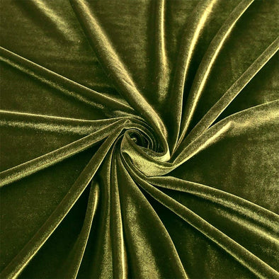 Olive Spandex Velvet Fabric 60" Wide 90% Polyester/10% Stretch Velvet Fabric By The Yard