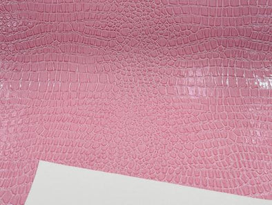 Pink Faux Crocodile Vinyl Embossed 3D Scales-Faux Leather-Sold By Yard