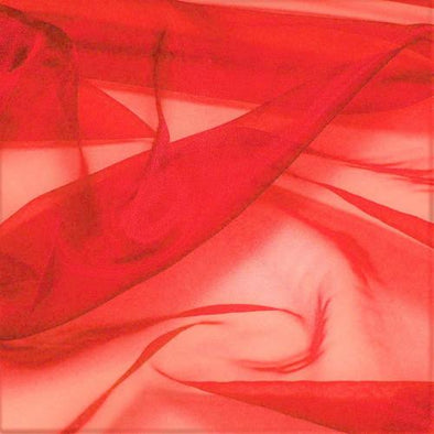 Red 60"Wide 100% Polyester Soft Light Weight, Sheer Crystal Organza Fabric Sold By The Yard