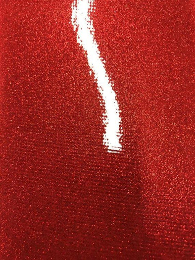 Red 53/54" Wide Shiny Sparkle Glitter Vinyl, Faux Leather PVC-Upholstery By The Yard