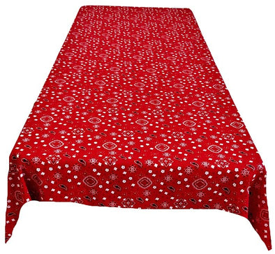 Backdrop King Inc, Red Bandanna Print Poly Cotton Rectangular Tablecloth
