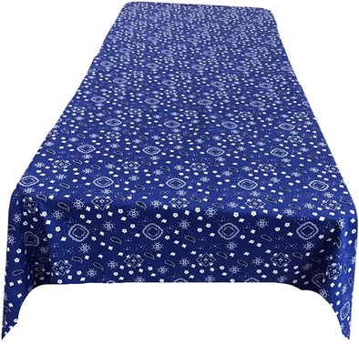 Backdrop King Inc, Royal Blue Bandanna Print Poly Cotton Rectangular Tablecloth