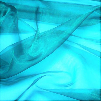Teal Blue 60"Wide 100% Polyester Soft Light Weight, Sheer Crystal Organza Fabric Sold By The Yard