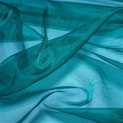 Teal Green 60"Wide 100% Polyester Soft Light Weight, Sheer Crystal Organza Fabric Sold By The Yard