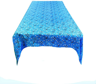 Backdrop King Inc, Turquoise Bandanna Print Poly Cotton Rectangular Tablecloth