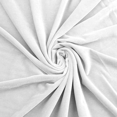 White Spandex Velvet Fabric 60" Wide 90% Polyester/10% Stretch Velvet Fabric By The Yard