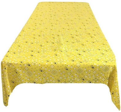 Backdrop King Inc, Yellow Bandanna Print Poly Cotton Rectangular Tablecloth