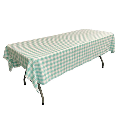 60" Wide x 90" Long Rectangular Polyester Poplin Gingham Checkered Tablecloth