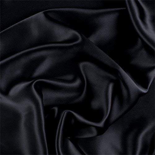 Black Heavy Shiny Bridal Satin Fabric for Wedding Dress, 60" inches wide sold by The Yard.
