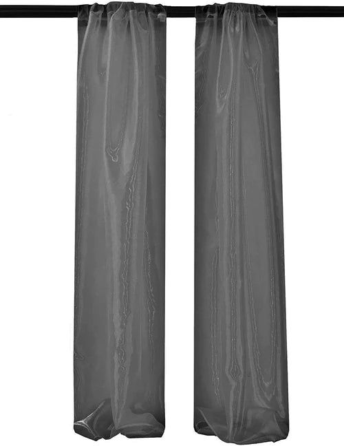 5 Feet Wide x 20 Feet High, Polyester Sheer Mirror Organza Backdrop Drape, Curtain Panels, Room Divider, 1 Pair.