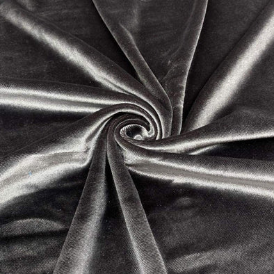 Charcoal Spandex Velvet Fabric 60" Wide 90% Polyester/10% Stretch Velvet Fabric By The Yard