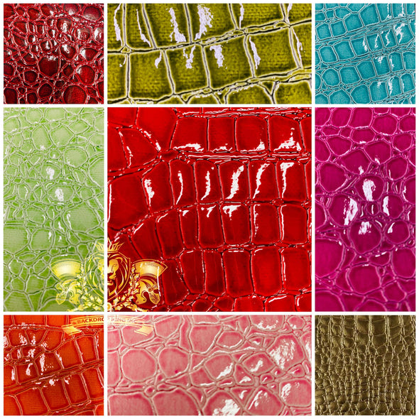 Lime Green Faux Crocodile Vinyl Embossed 3D Scales-Faux Leather-Sold By Yard