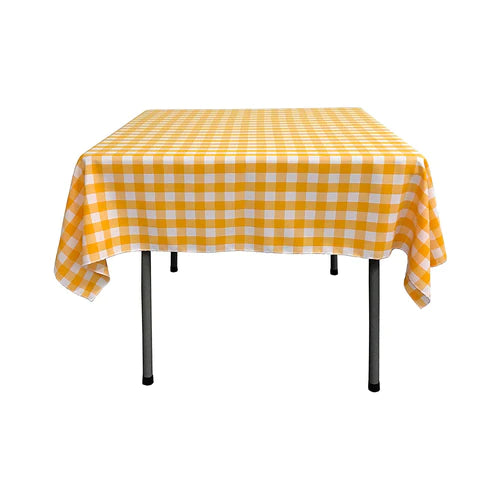 42" x  42" Square Tablecloth for 30" Square Small Coffee Table with 6" Drop, Polyester Checkered Gingham Plaid Table Overlay