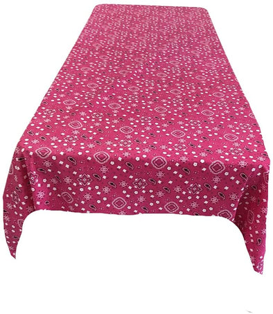 Backdrop King Inc, Fuchsia Bandanna Print Poly Cotton Rectangular Tablecloth