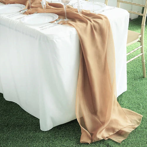 58" Wide Extra Long, Chiffon Wedding Table Runner