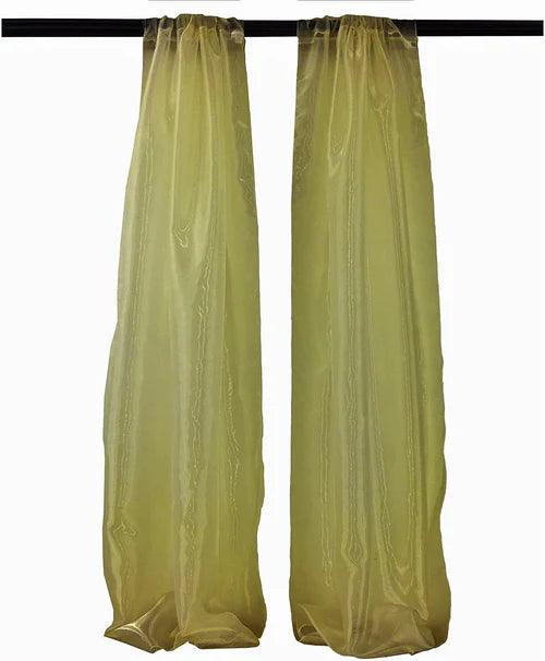 5 Feet Wide x 20 Feet High, Polyester Sheer Mirror Organza Backdrop Drape, Curtain Panels, Room Divider, 1 Pair.