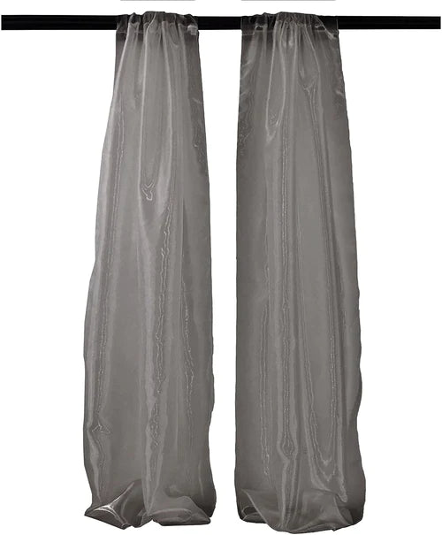 5 Feet Wide x 15 Feet High, Polyester Sheer Mirror Organza Backdrop Drape, Curtain Panels, Room Divider, 1 Pair.